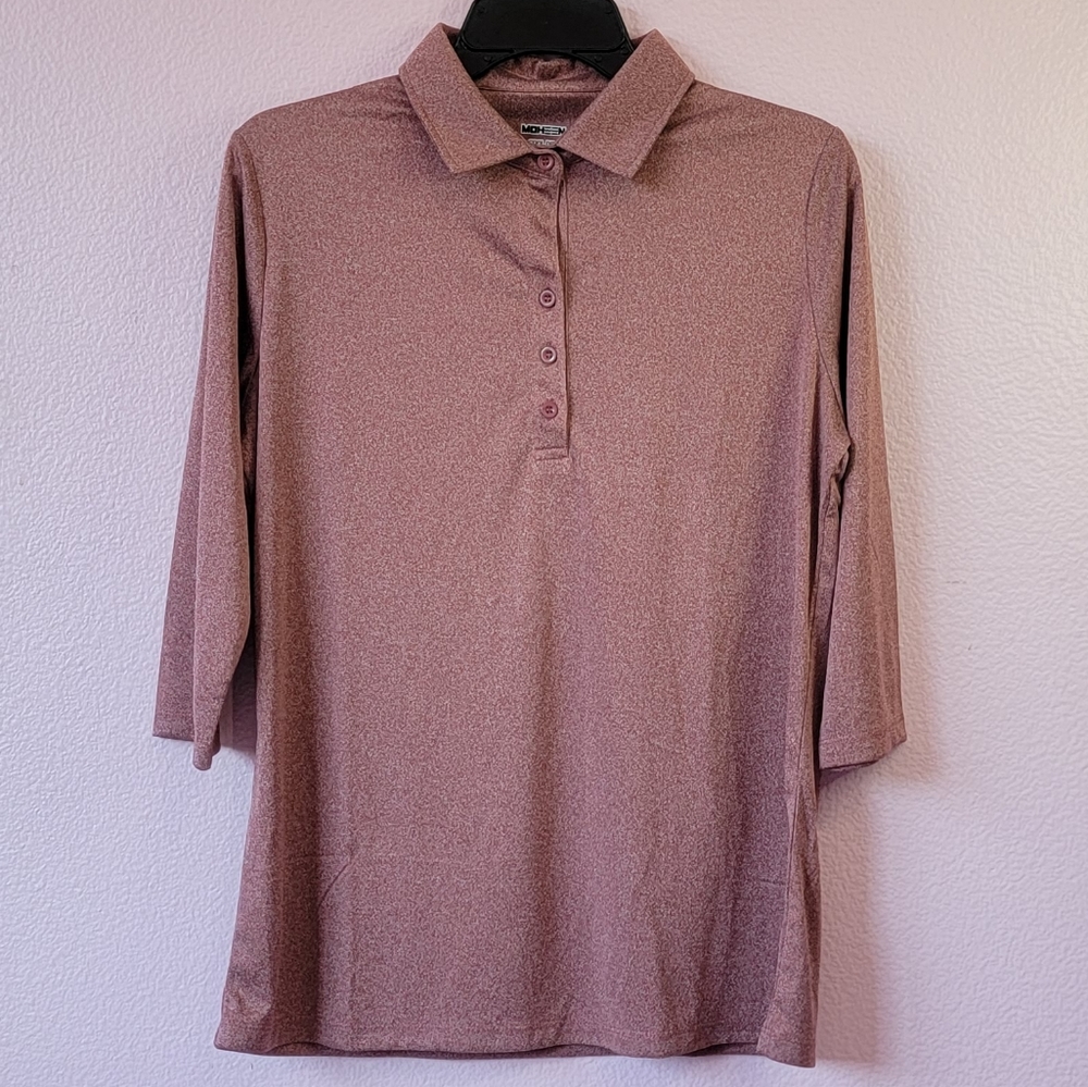 Moheen 3/4 Sleeve V Neck Golf Shirts Moisture Wicking Performance Knit Tops /L. - Picture 3 of 10